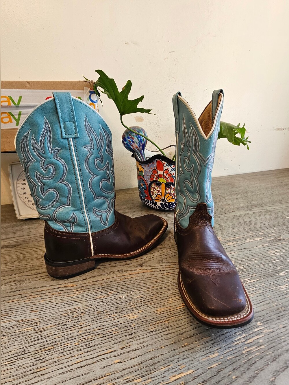 Laredo Women's Mesquite Western Boots Brown Turquoise Size 8M